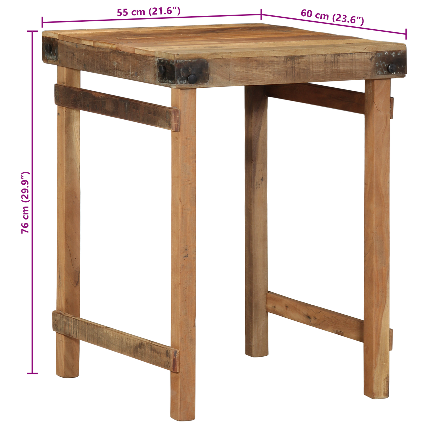 Spisebord 55X60X76 Cm Solid Træ Genbrug
