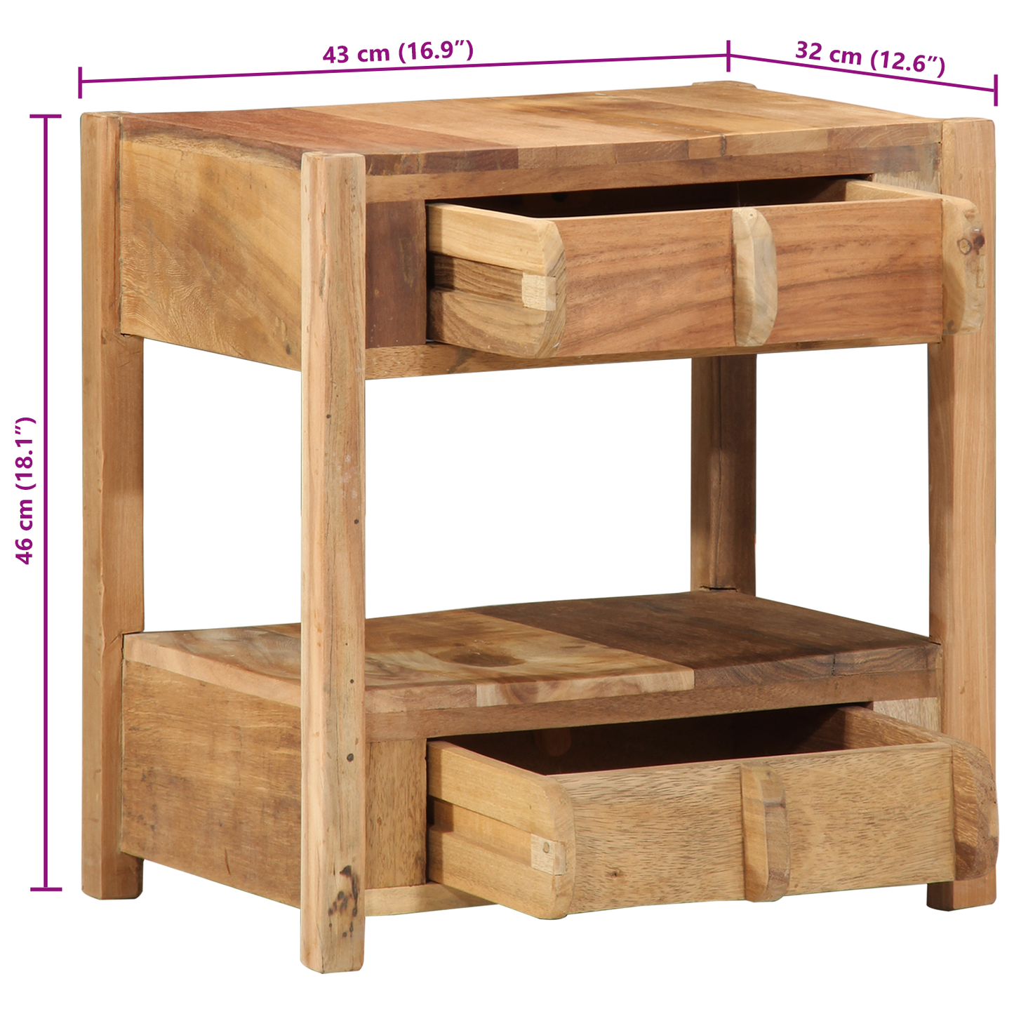 Sidetable 43X32X46 Cm Solid Træ Genanvendt