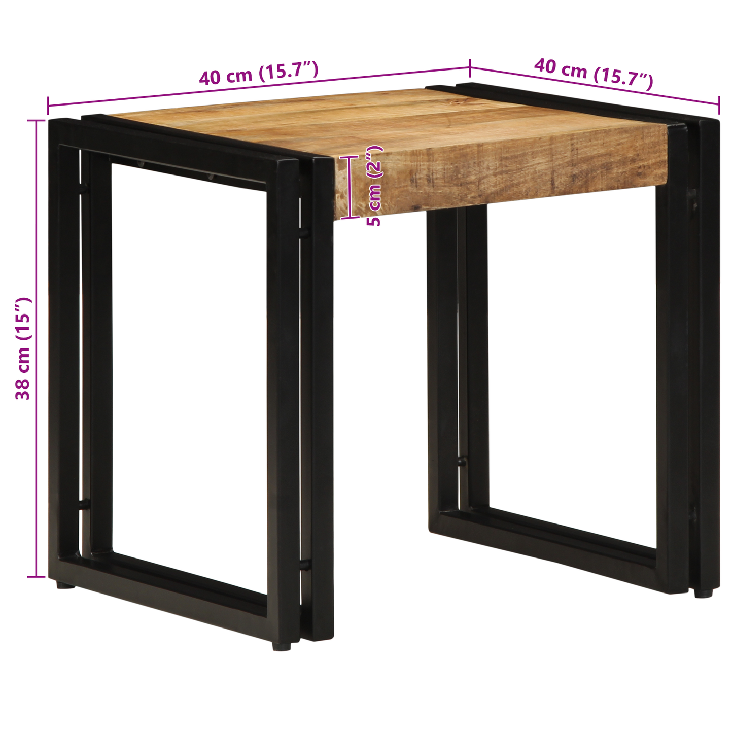 Sofabord 40X50X38 Cm Solid Groft Træ Mango