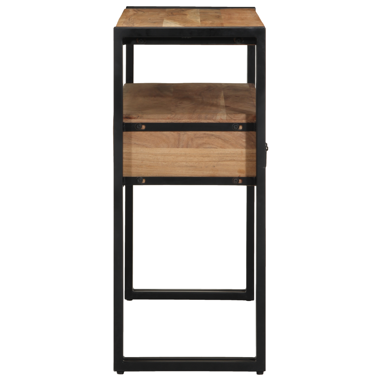 Konsolbord Sort 90X33X75 Cm Massivt Akacietræ Og Metal