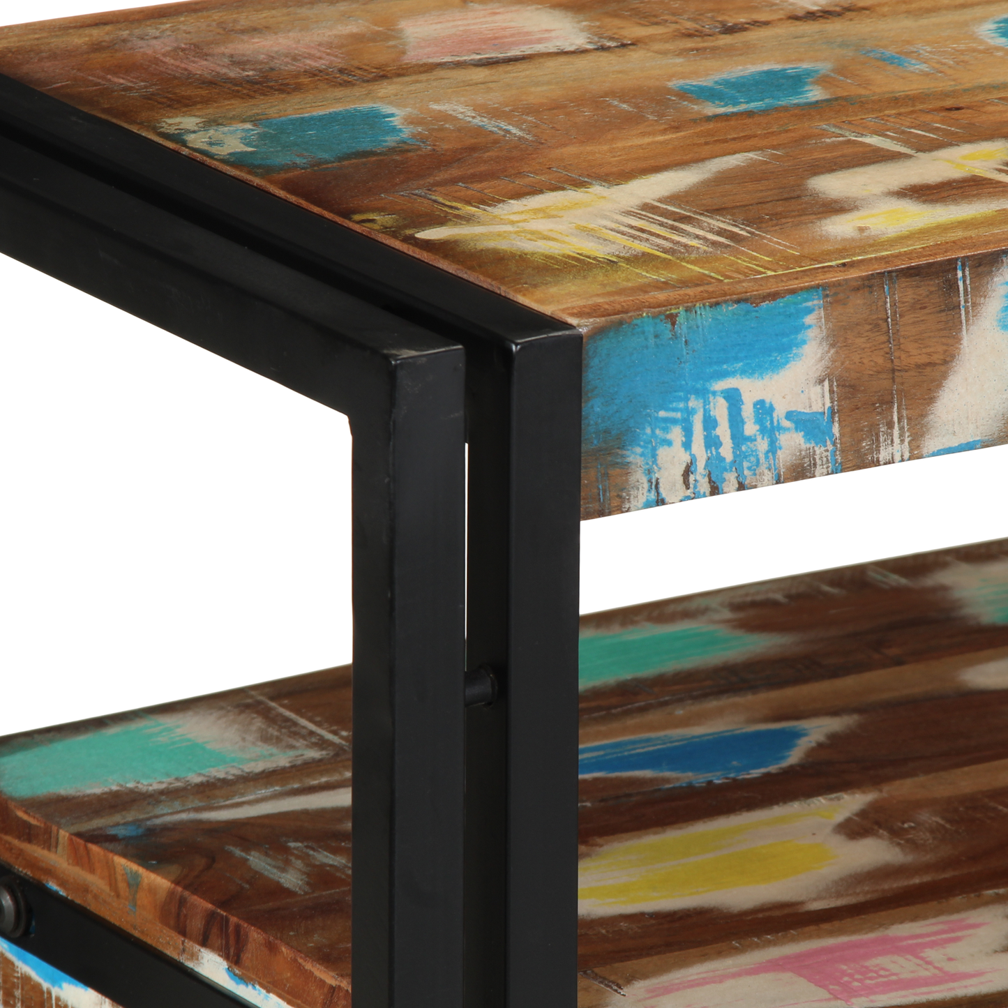 Endeborde Flerfarvet 90X33X75 Cm Solid Genbrugstræ & Metal