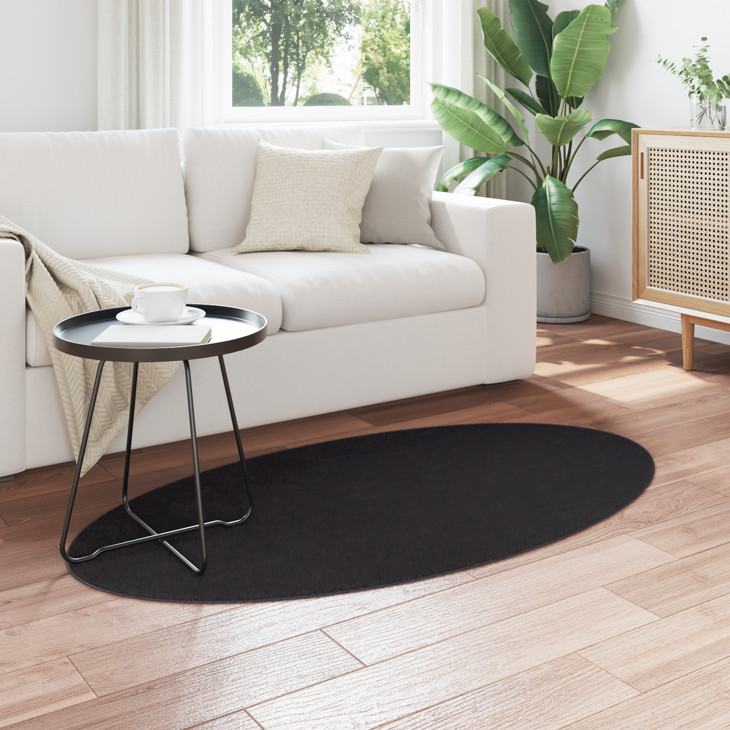 Tæppe "Huarte" Sort 80X150 Cm Oval