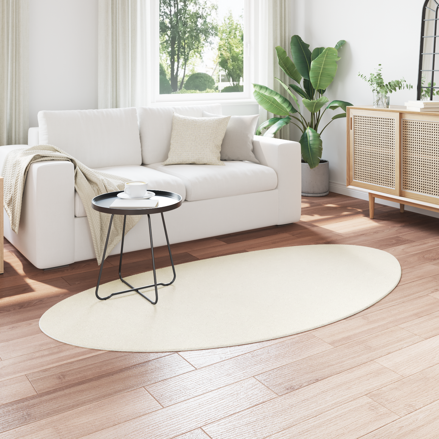 Tæppe 'Huarte'kort Lug Blød Og Vaskbar Creme 80X150 Cm
