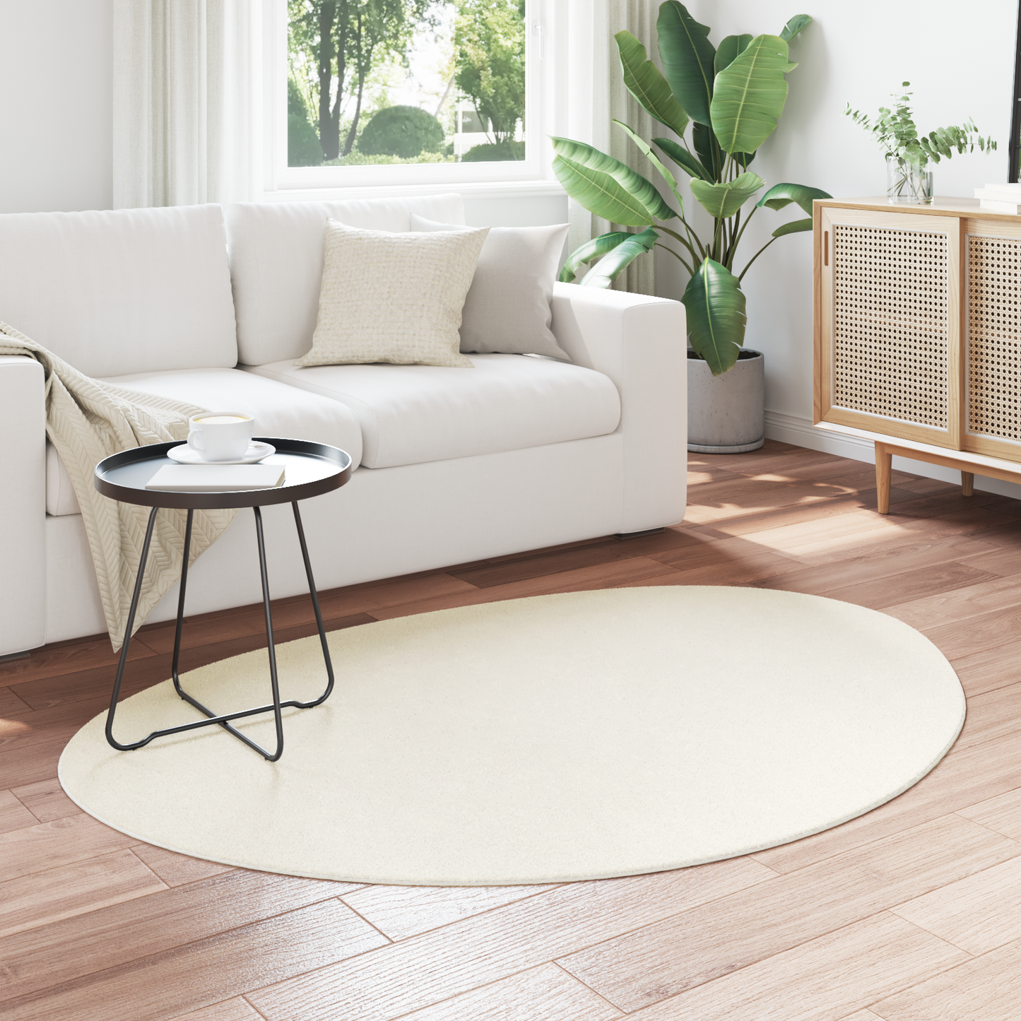 Tæppe 'Huarte'kort Pile Blød Og Vaskbar Creme 100X200 Cm