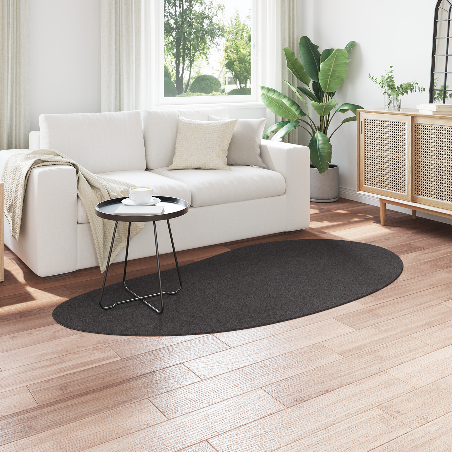 Områdetæppe Antracit 100X200 Cm Polyester Skridsikker