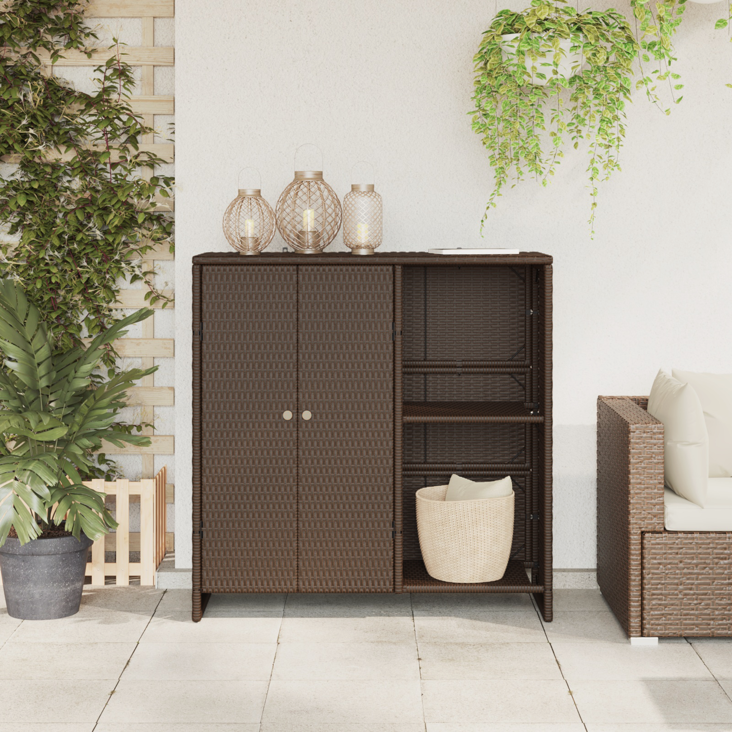Opbevaringsskab Brun 100X36X102 Cm Rattan