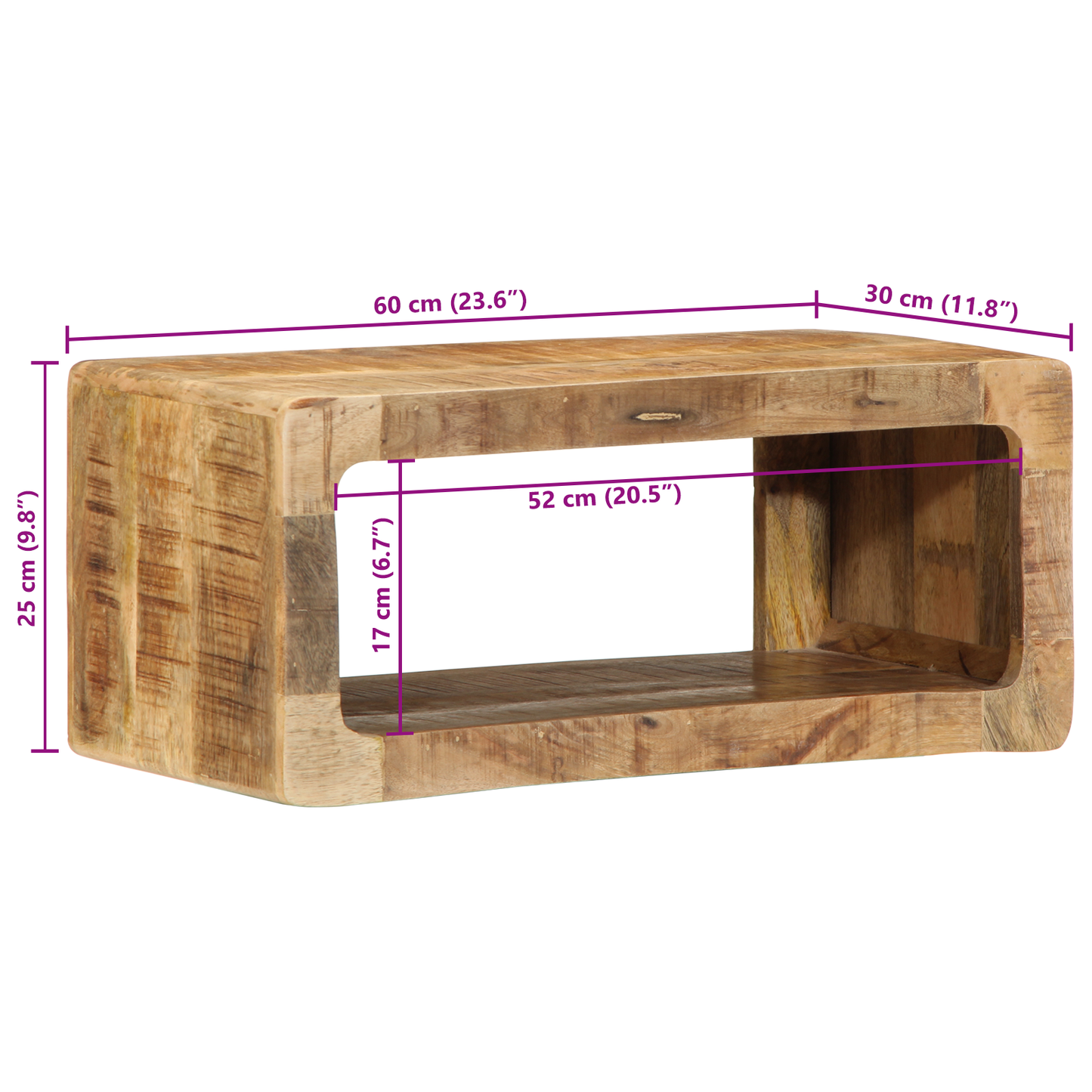 Tv Skab Med Hylde Brun 60 X 30 X 25 Cm Massivt Mangotræ