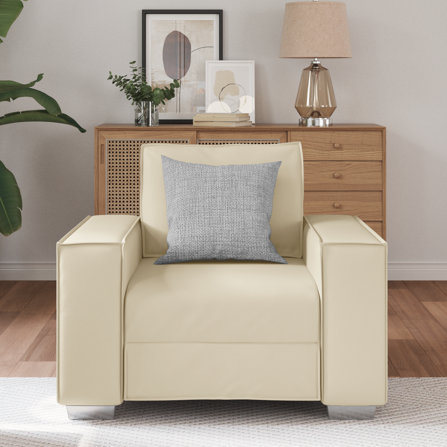 Sofa Stole Creme 59 Cm Kunstlæder