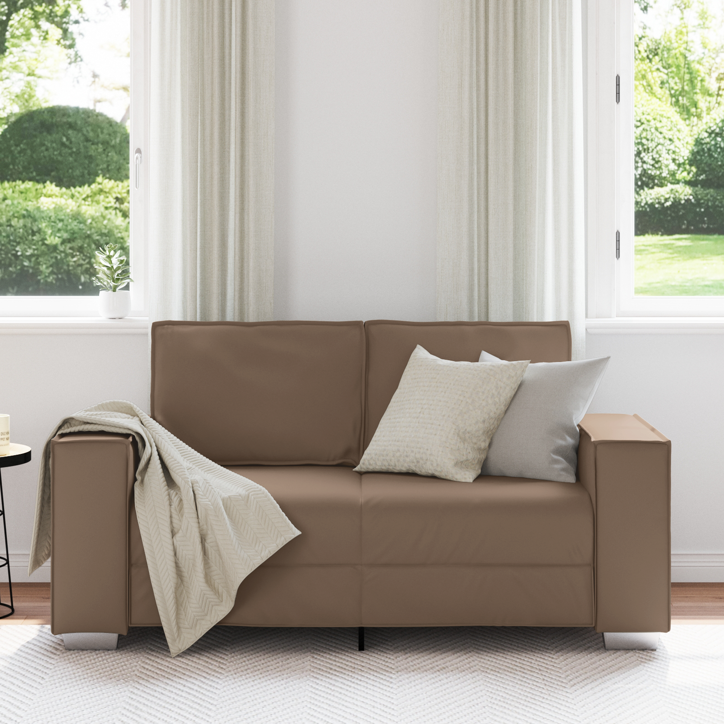 Todelt Sofa Cappuccino 120 Cm Kunstlæder