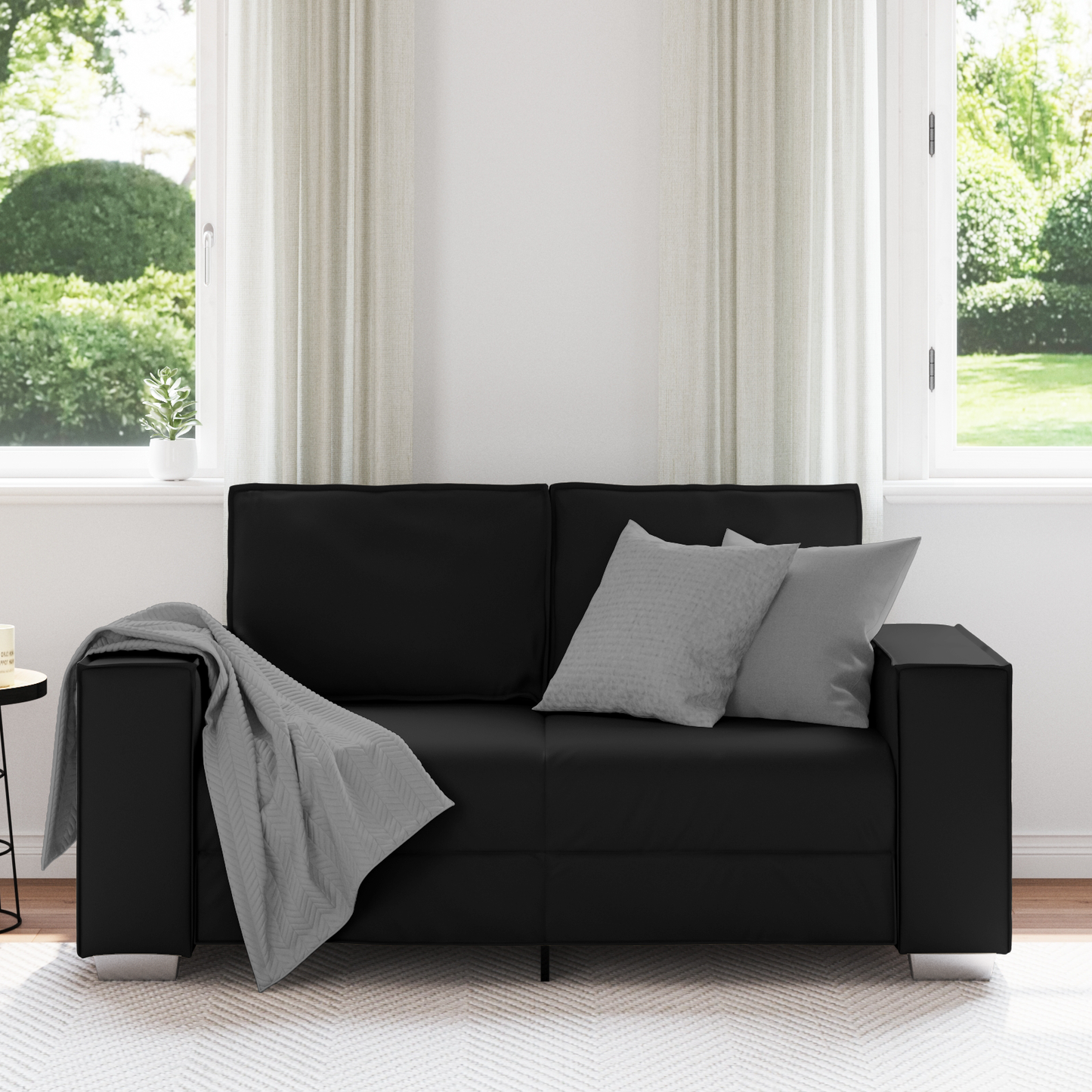 2-Personers Sofa Sort 120 Cm Kunstlæder