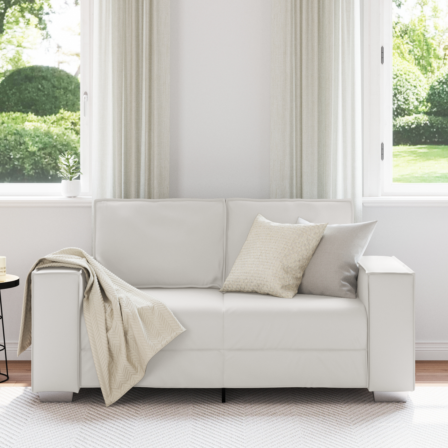 Sofa Til To Hvid 120 Cm I Faux Læder