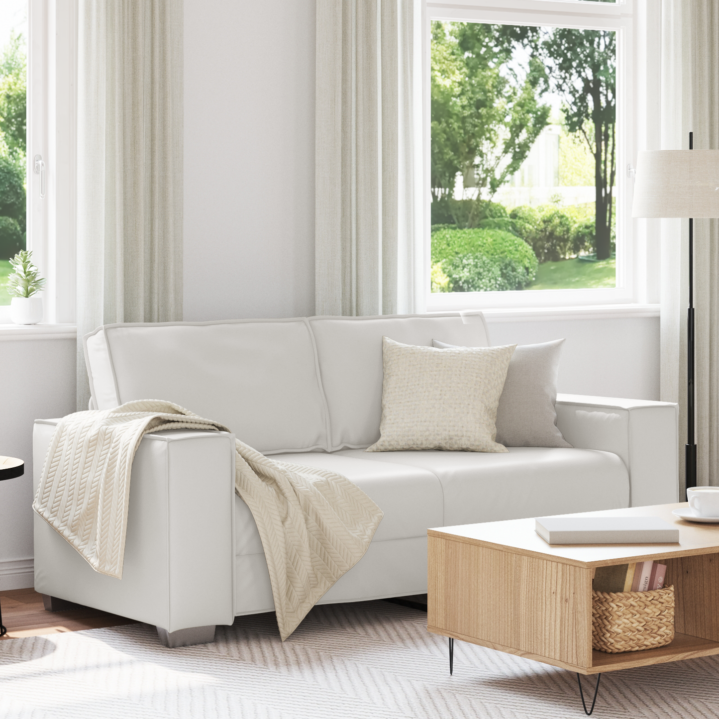Sovesofa Hvid 140 Cm Kunstlæder