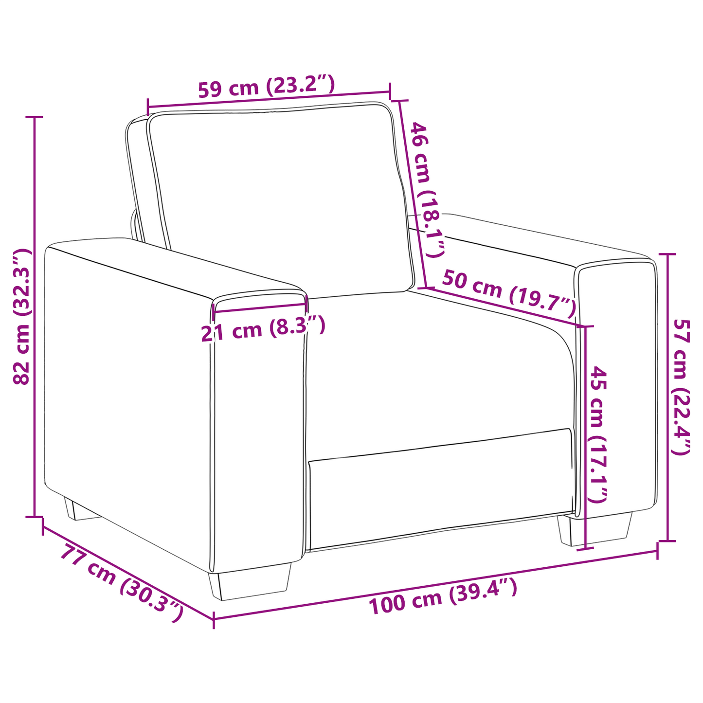 Lænestol 60 Cm Hør 2-personers Sofa 140 Cm Hør - Billede 8