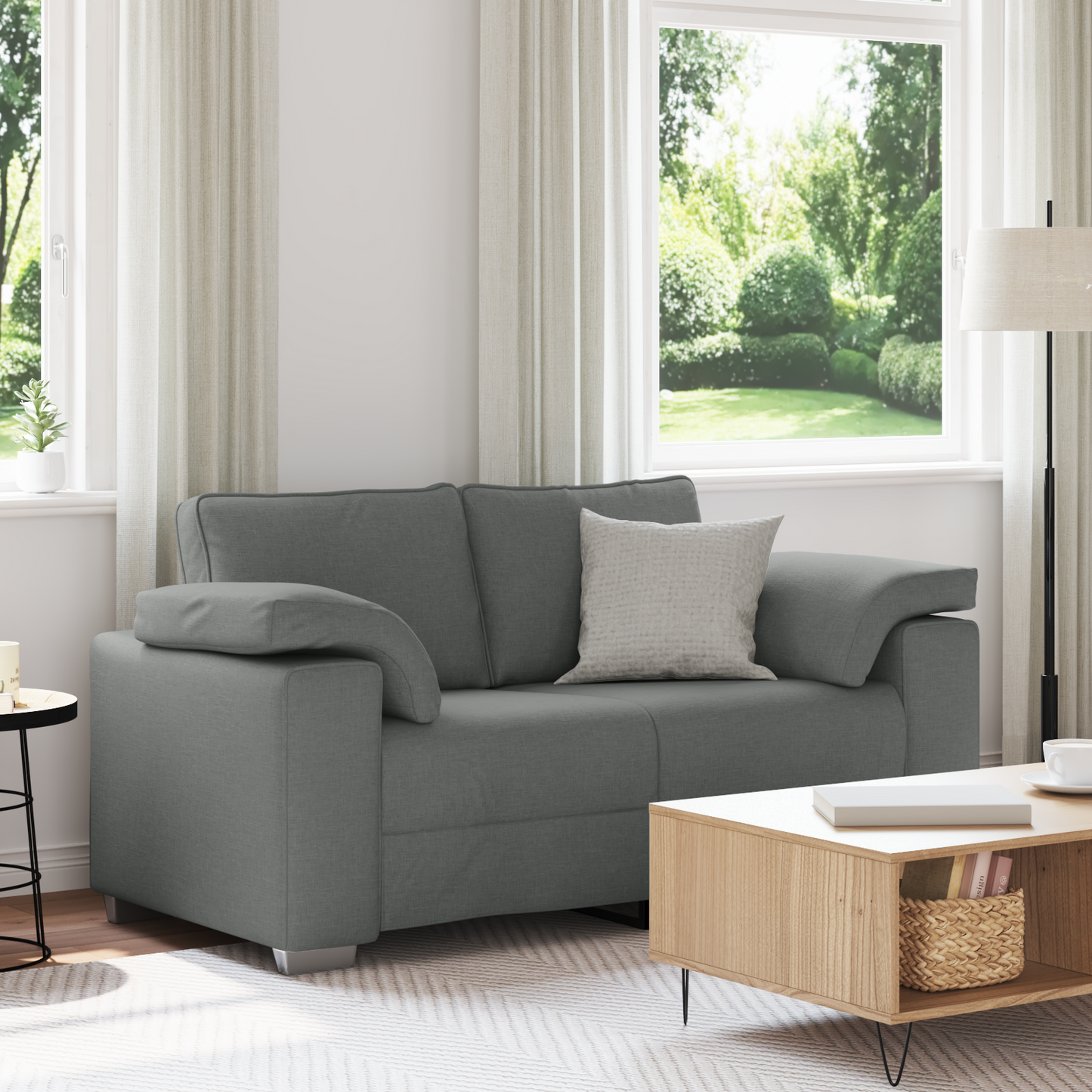 Sofa Loveseat Mørkegrå 120 Cm Stof