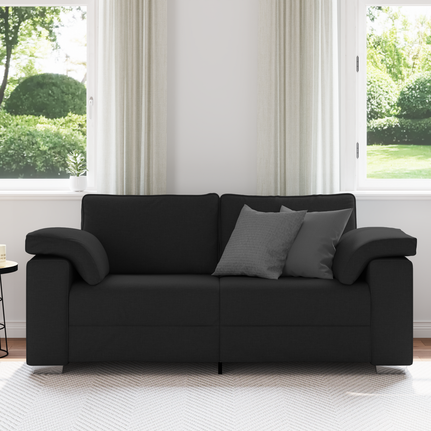 Loveseat Sofa Sort 140 Cm Stof