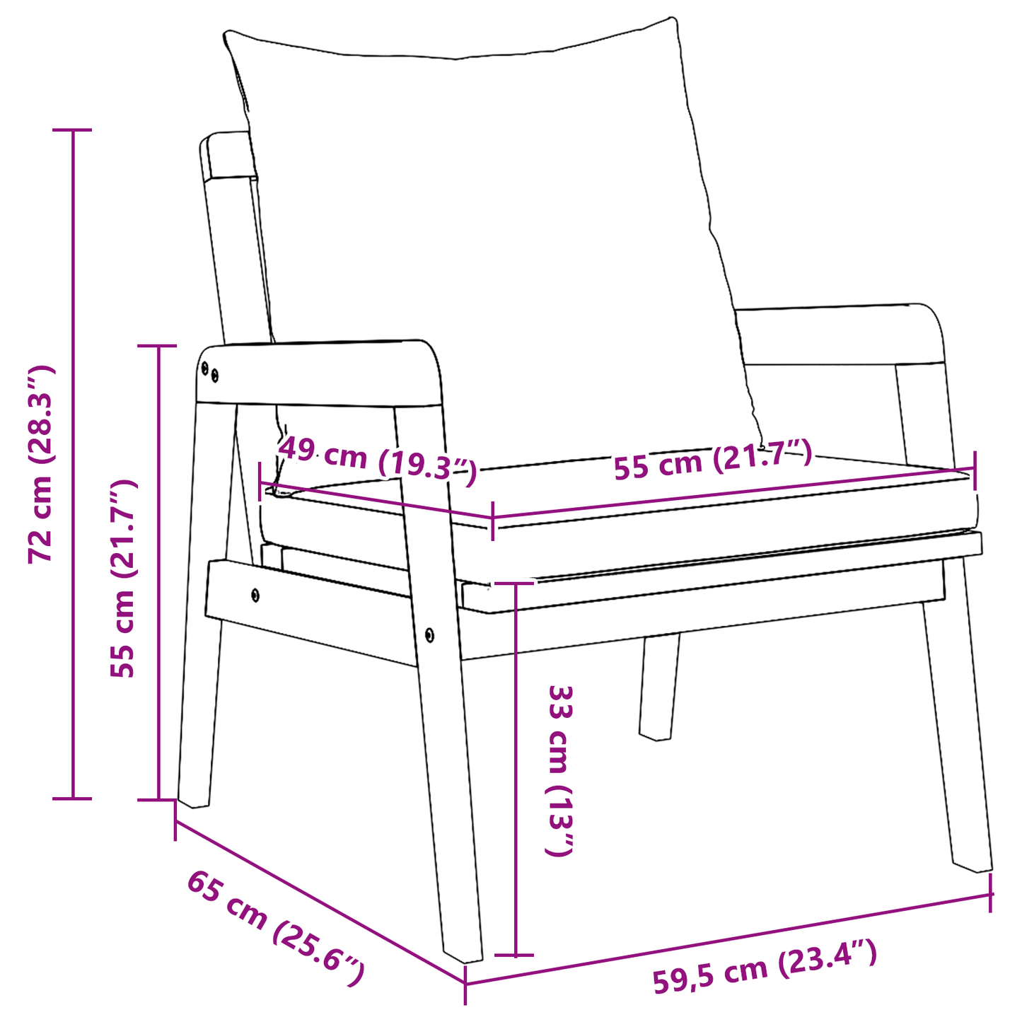Have Stole 2 Stk 59.5X65X71.5 Cm Massivt Akacietræ