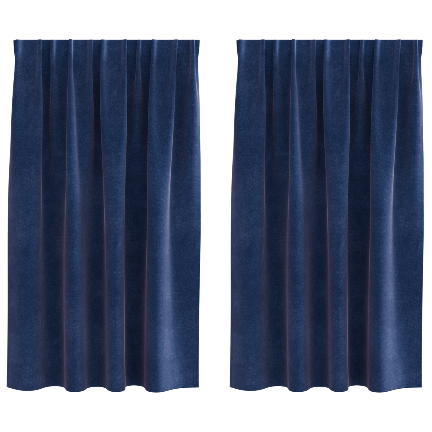 Mørklægningsgardiner Med Topbånd 2 Stk Mørkeblå Velour