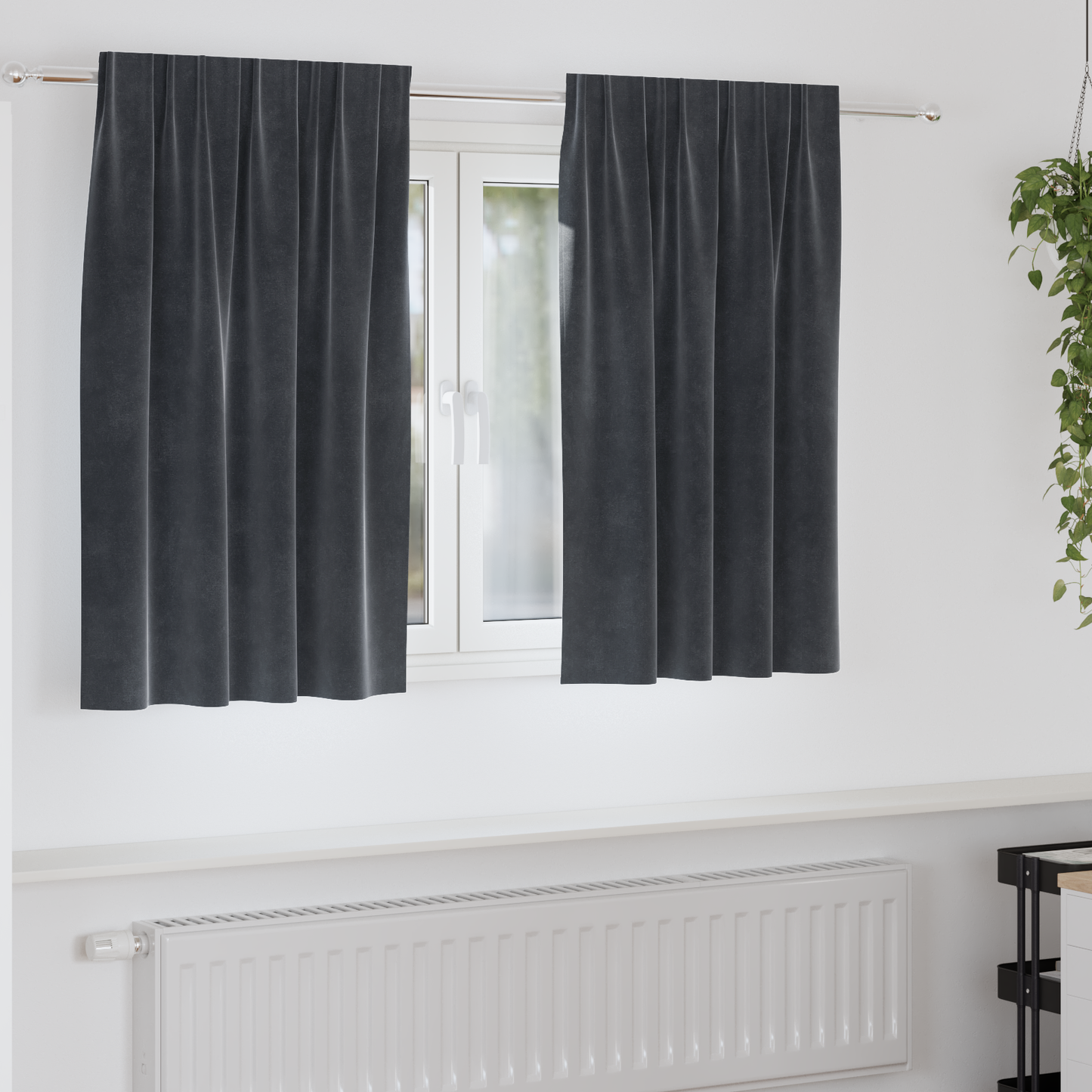 Mørklægningsgardiner Med Top Tape 2 Stk Mørkegrå Velour
