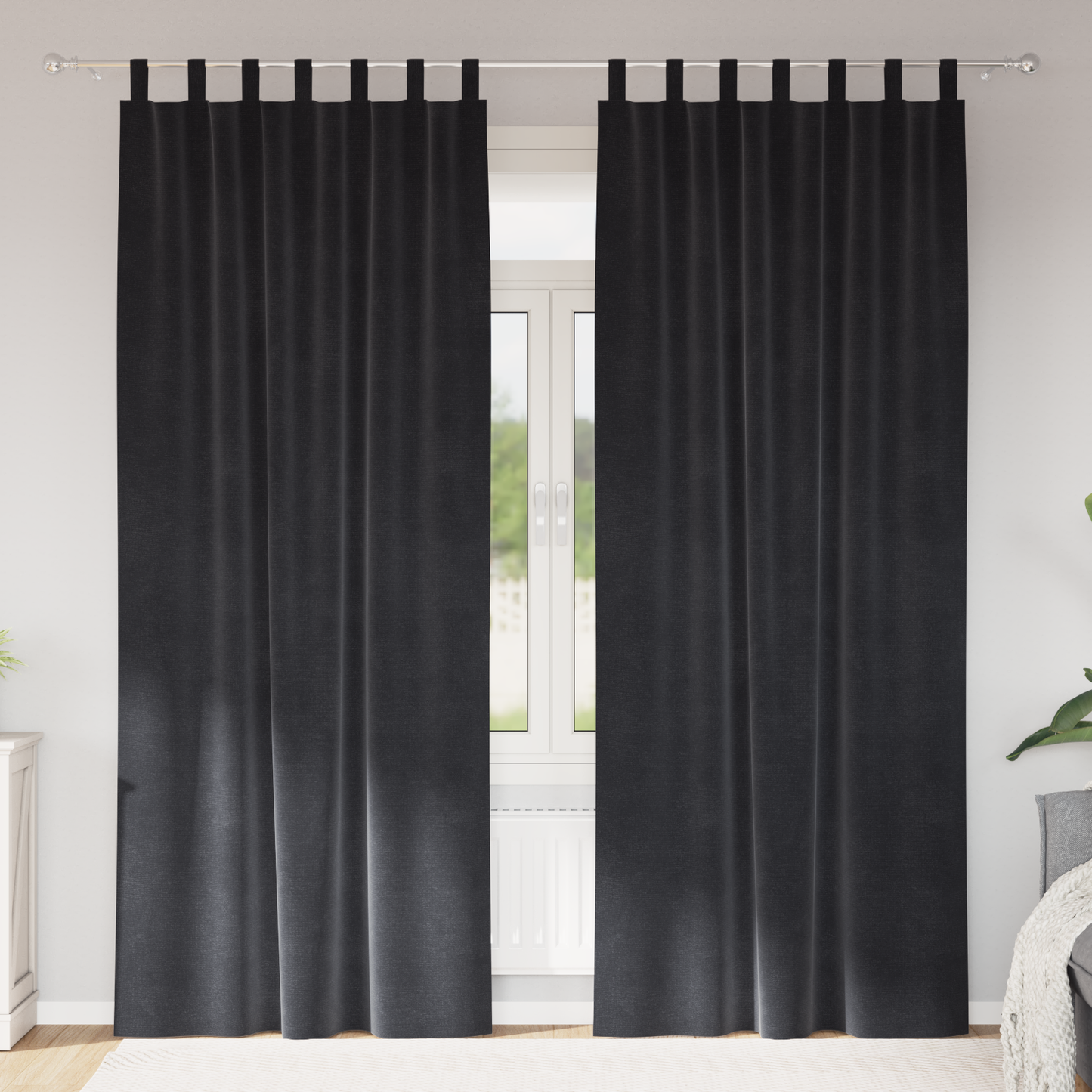 Mørklægningsgardiner Med Hængsel 2 Stk Mørkegrå Velour