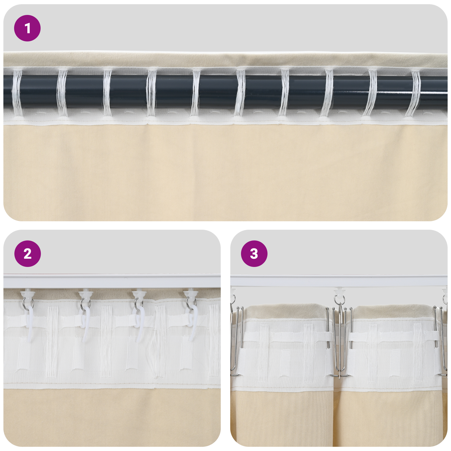 Blackout Gardiner Med Top Tape 2 Stk Mørk Pink Velvet