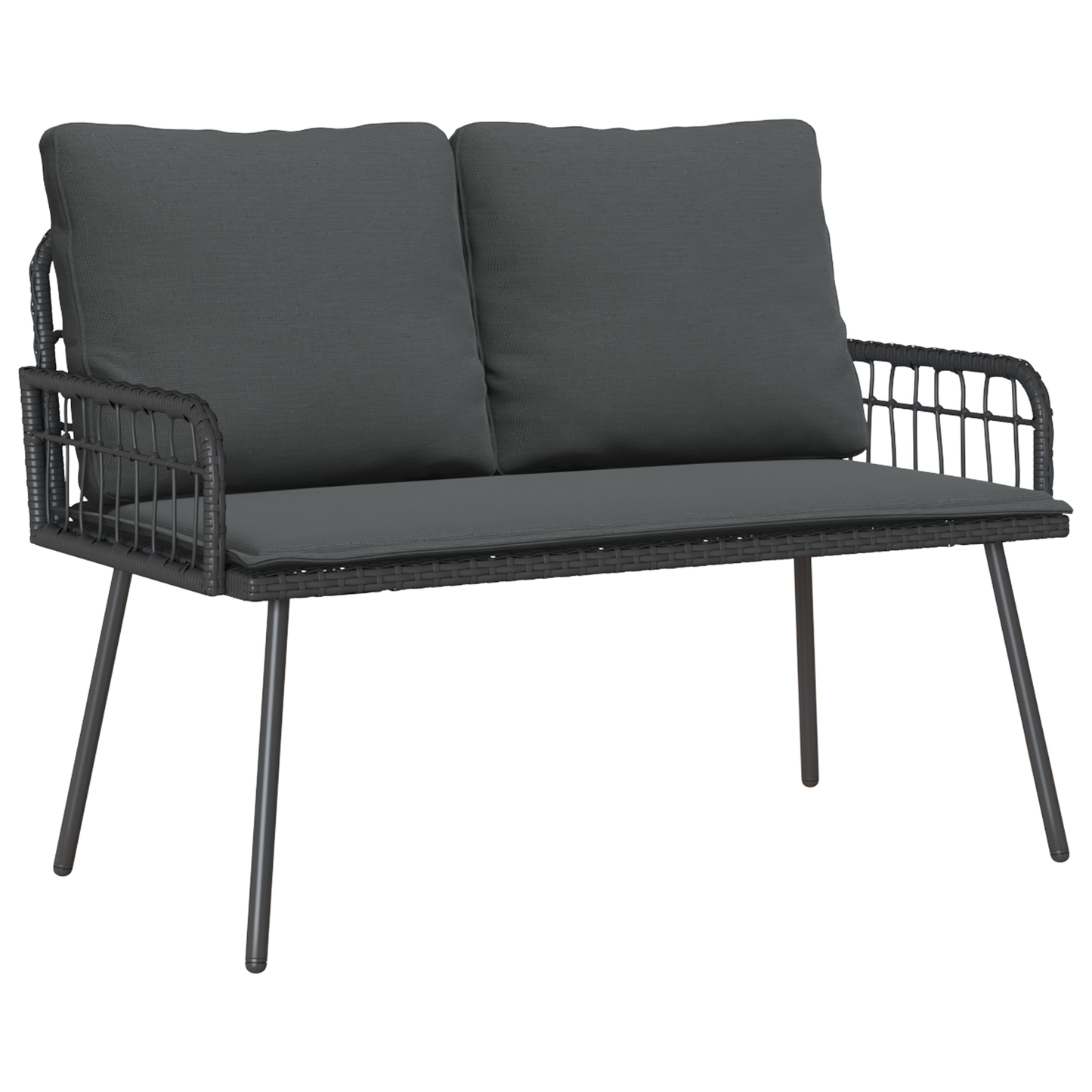 Havebænk Sort 114X64X78 Cm Poly Rattan