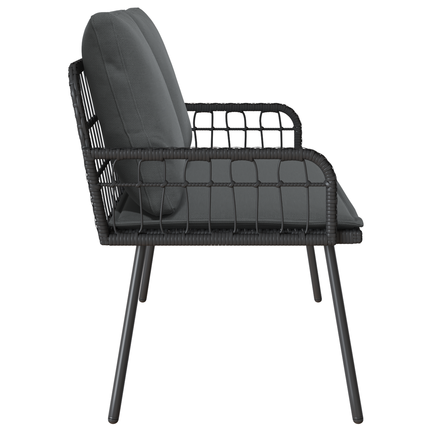 Havebænk Sort 114X64X78 Cm Poly Rattan