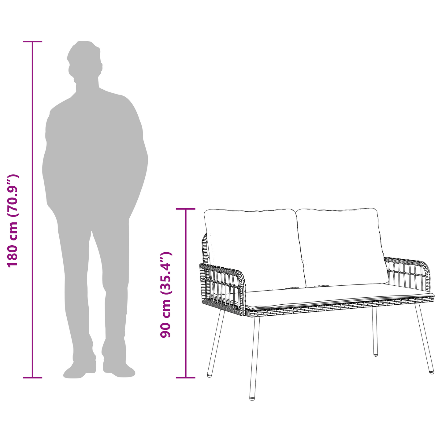 Havebænk Sort 114X64X78 Cm Poly Rattan