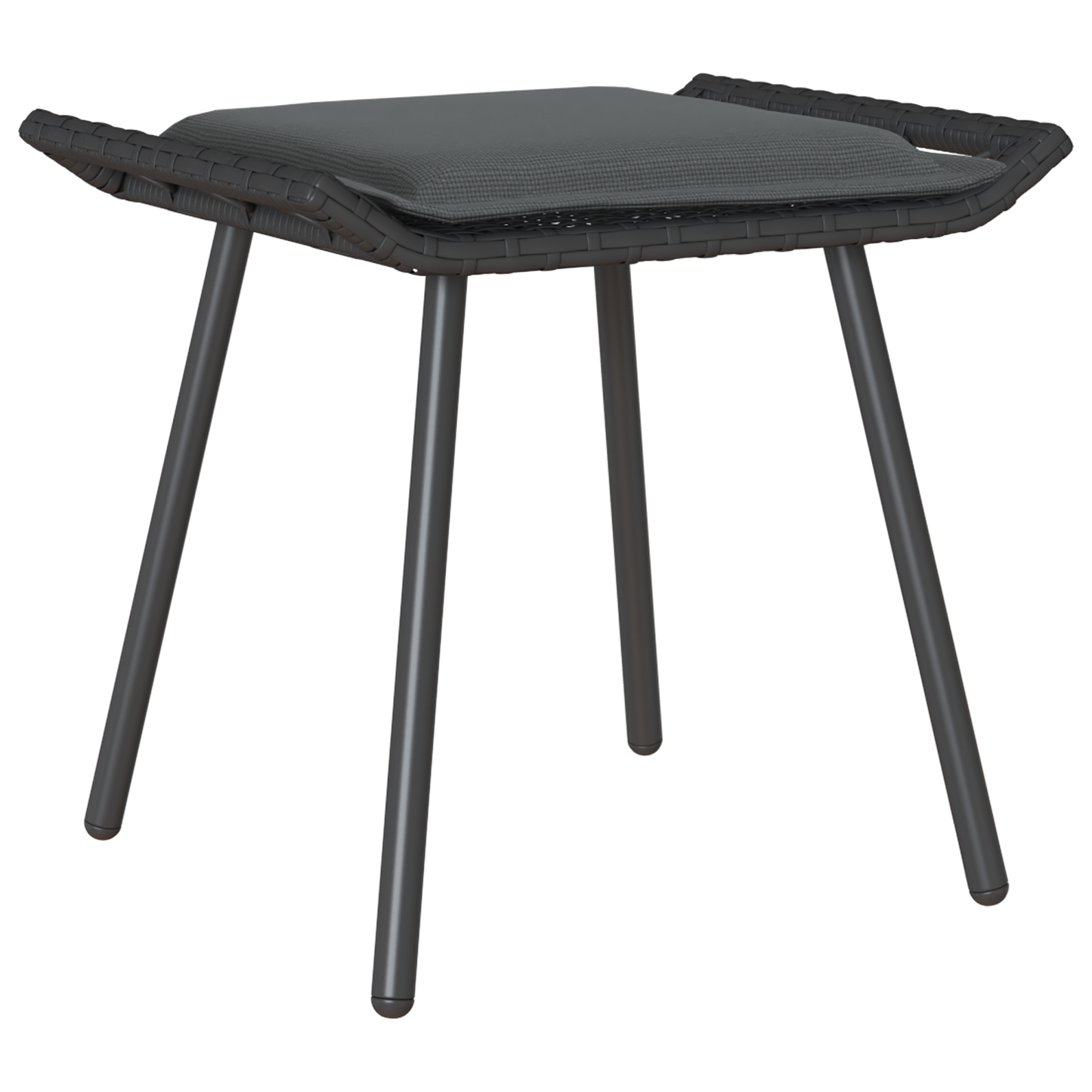 Havefodskammel Med Pude 2 Dele Grå 50 X 40 X 45Cm Polyester