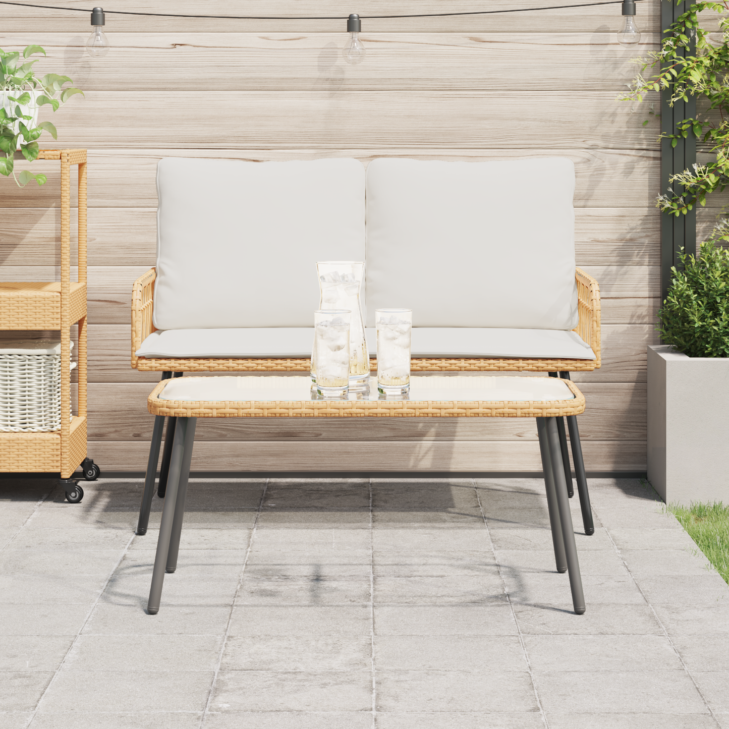 Sofabord Naturlig 90X45X42 Cm Poly Rattan