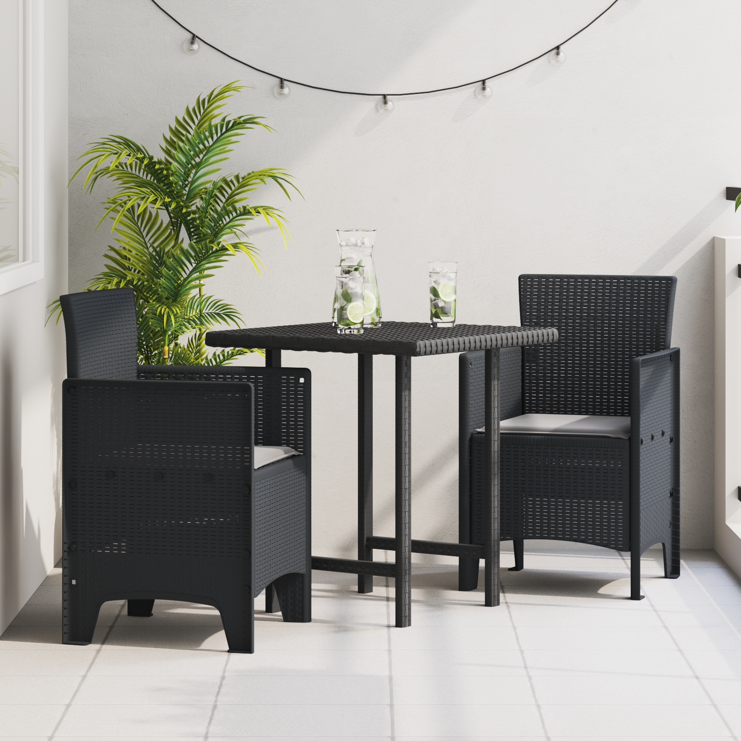 Havestole Med Puder 2 Stk Antracit Poly Rattan