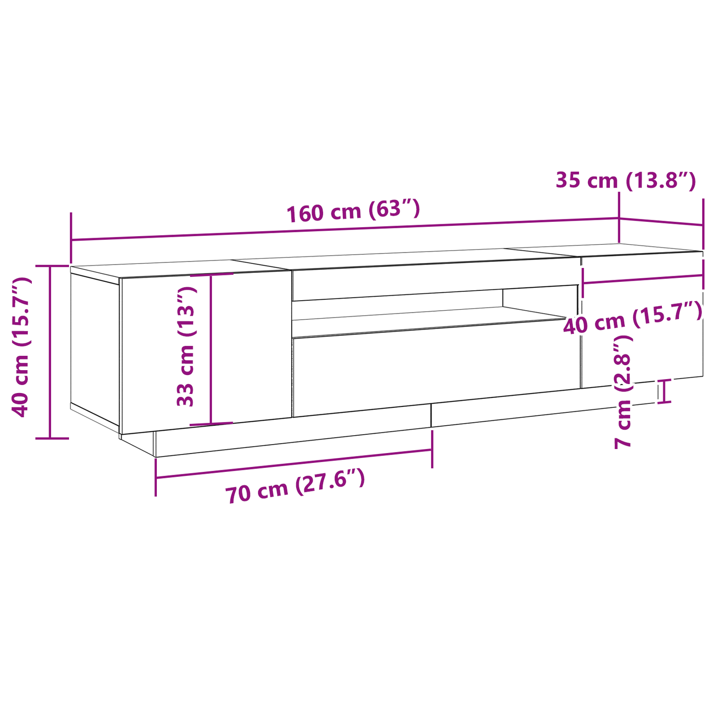Tv-Skab Sort 160 X 35 X 40 Cm Konstrueret Træ