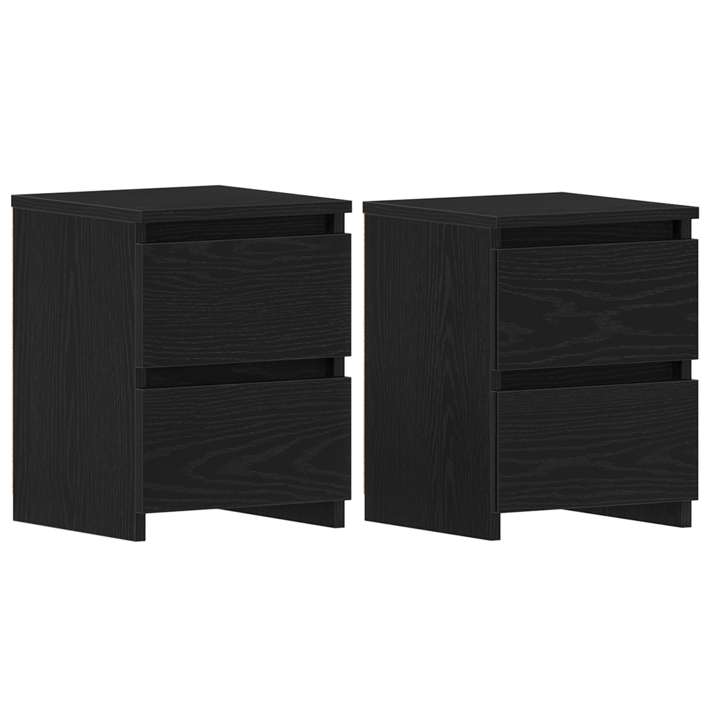 Natborde Med Skuffer 2 Stk Sort Eg 30X30X40 Cm