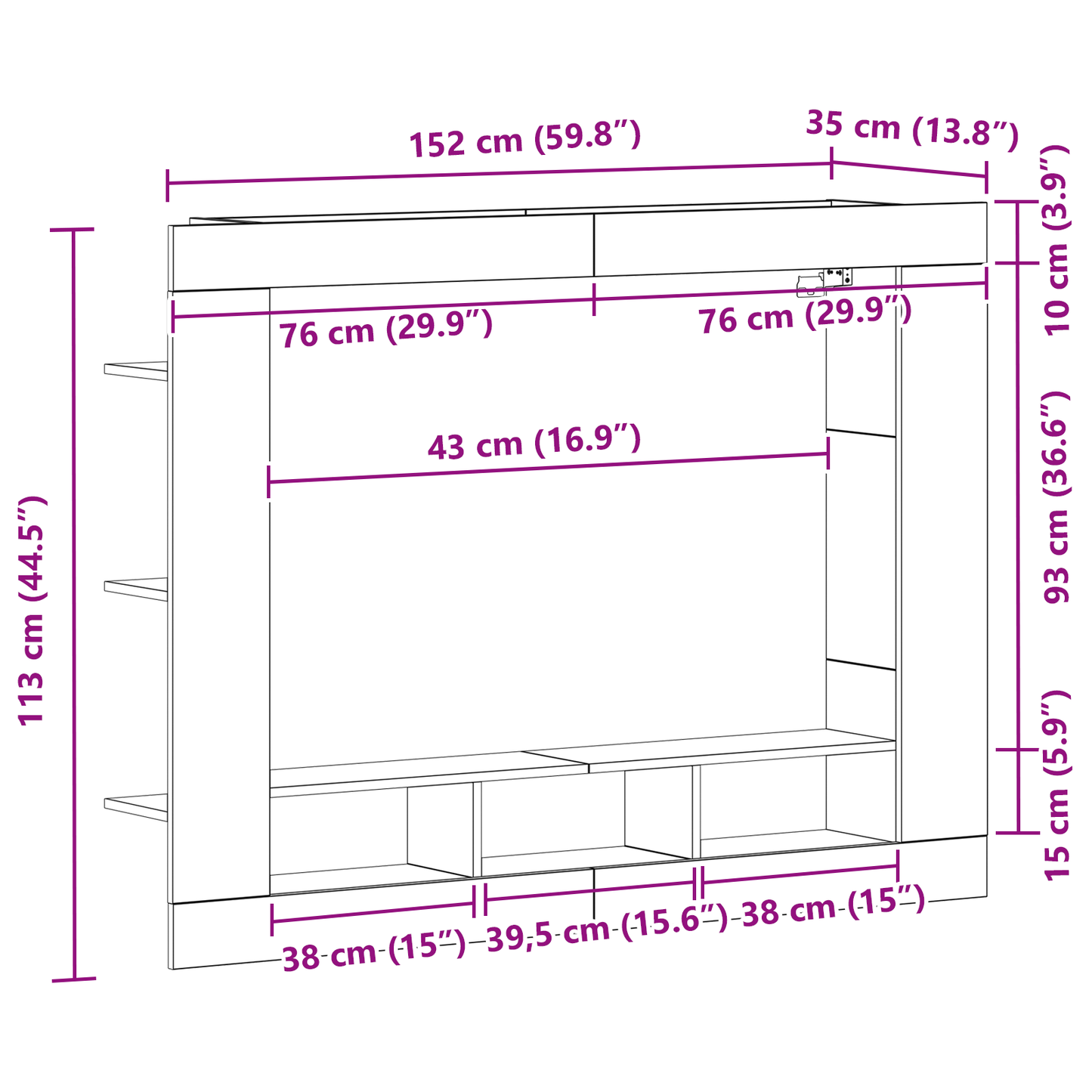 Tv-Skab Artisan Eg 152 X 22 X 113 Cm Konstrueret Træ