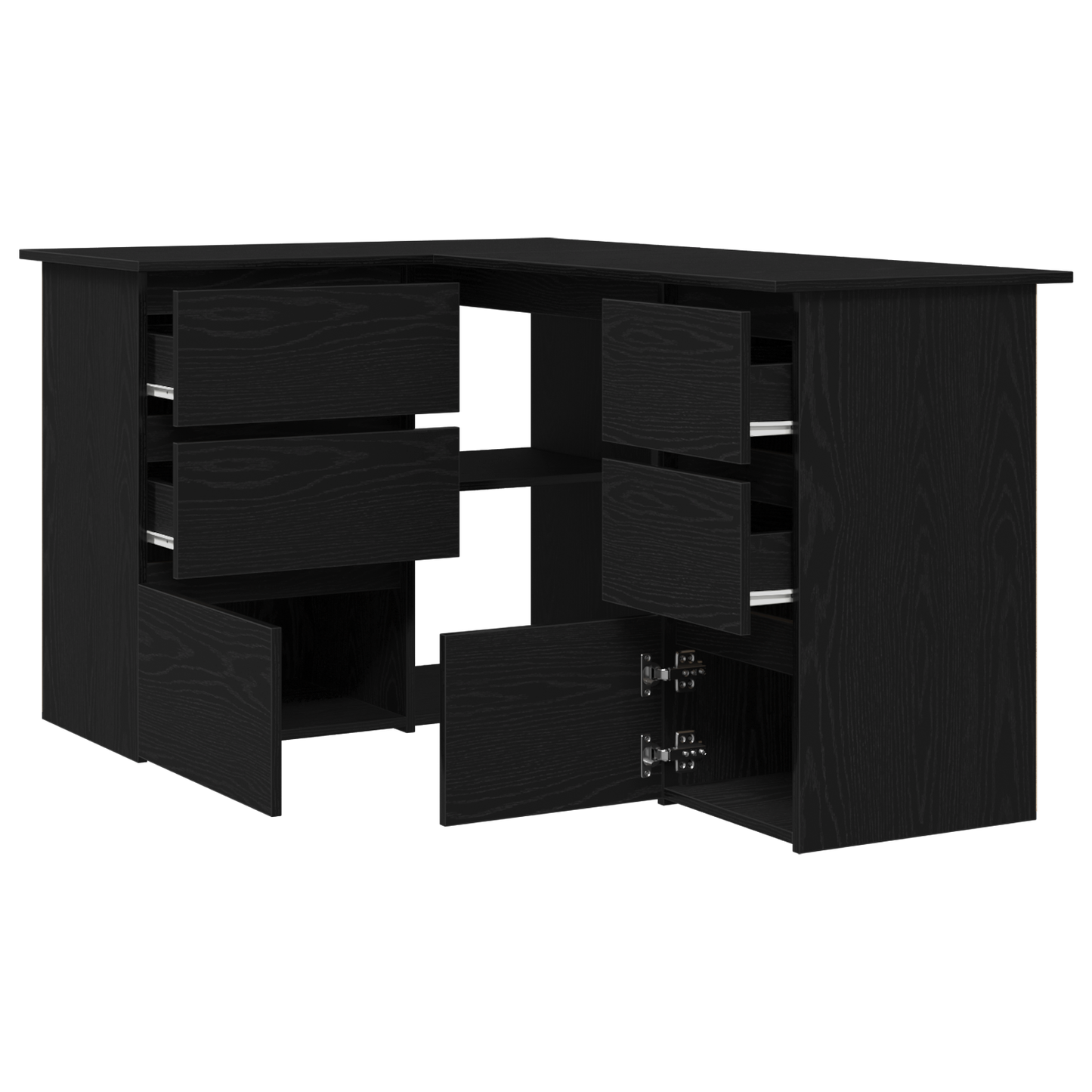 Sort Eg Hjørneskrivebord, 145X100X76 Cm, Lavet Af Konstrueret Træ