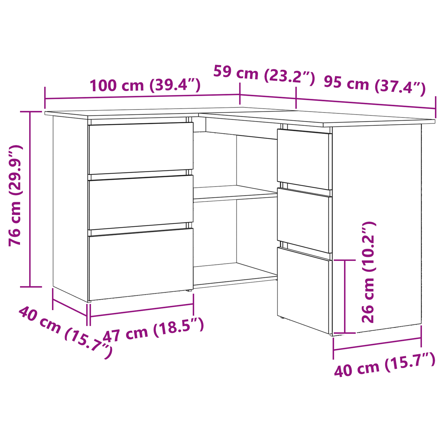 Sort Eg Hjørneskrivebord, 145X100X76 Cm, Lavet Af Konstrueret Træ