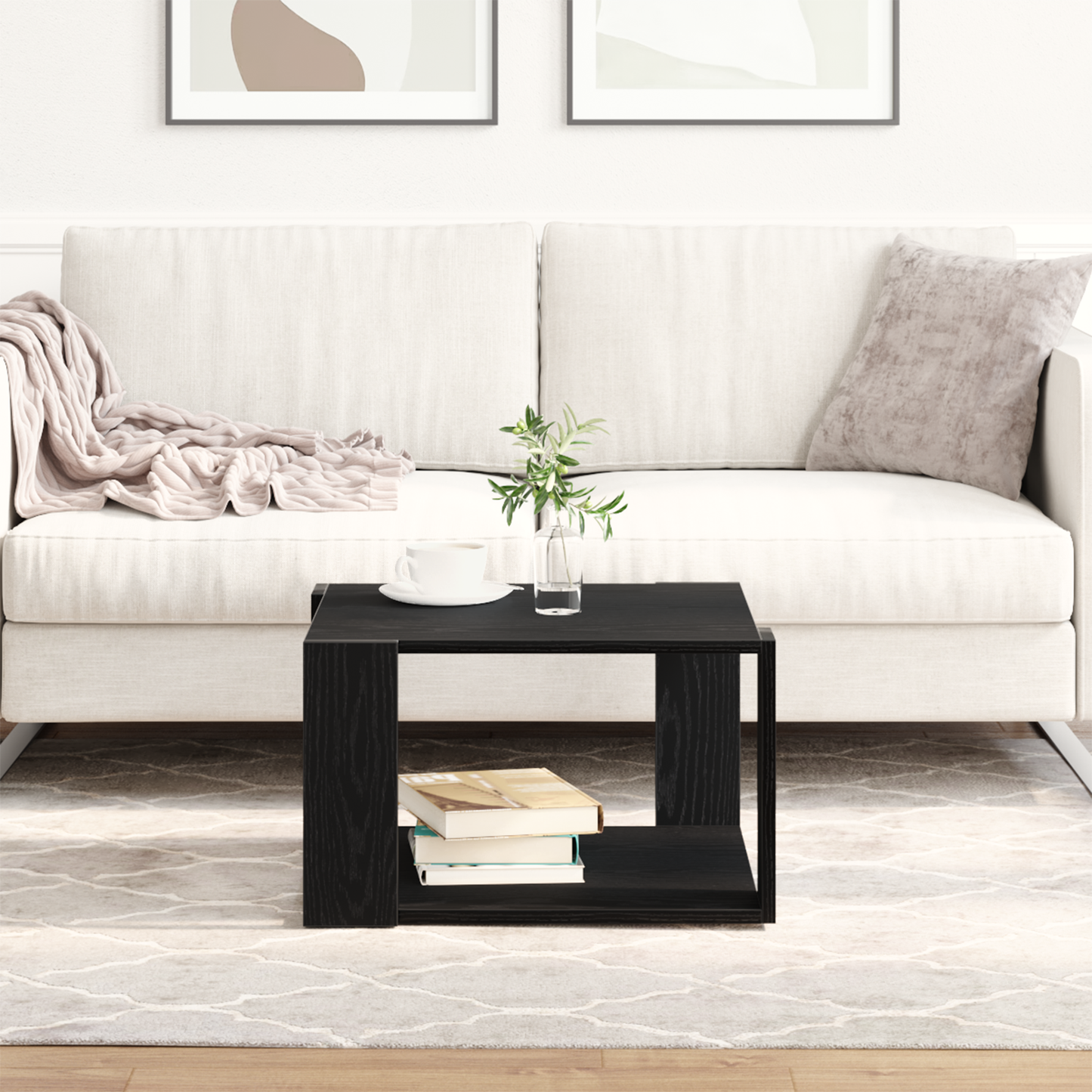 Kaffebord Sort Eg 85X55X31 Cm Lavet Af Træ