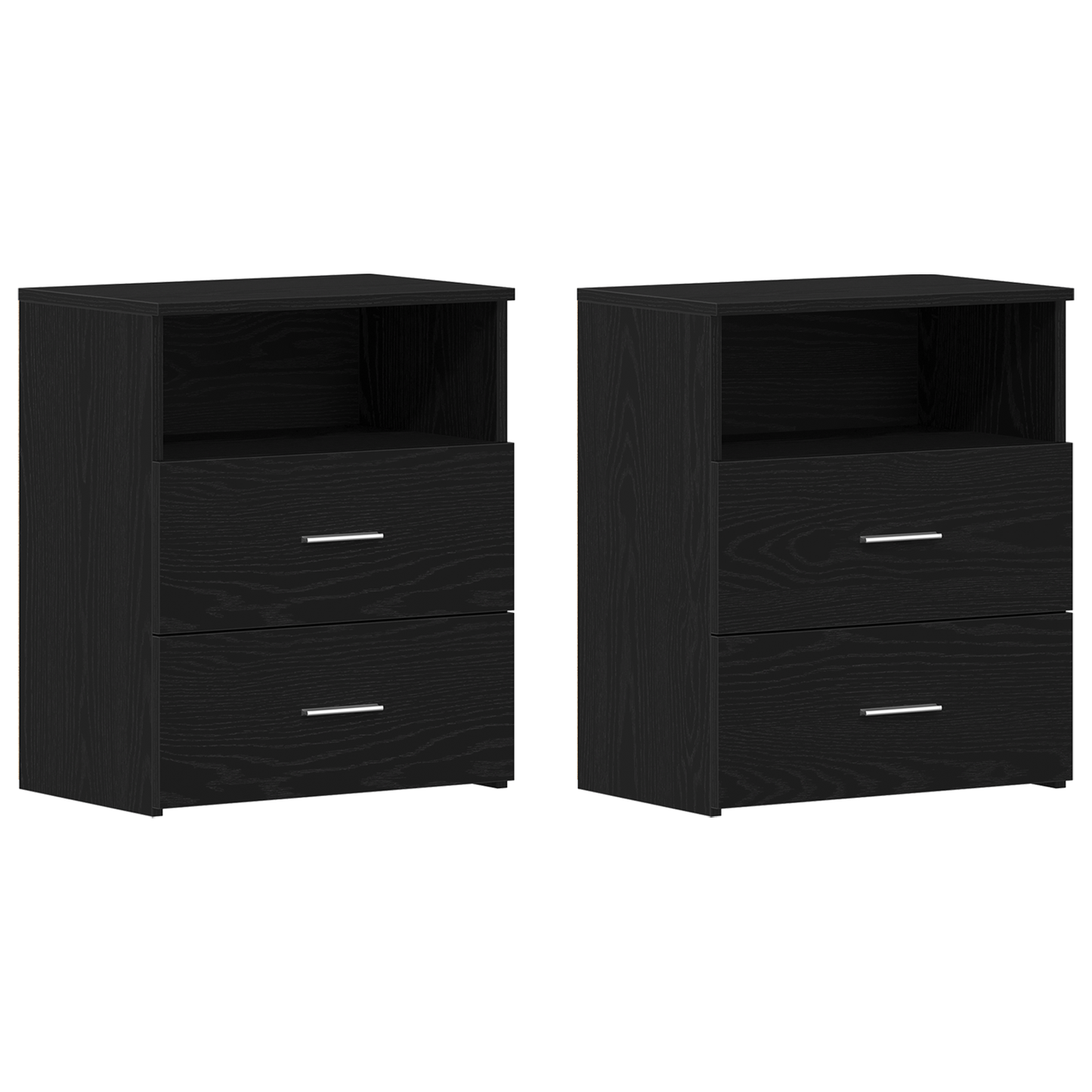 Sengeborde 2 Stk Sort Eg 50X32X60 Cm Lavet I Træ