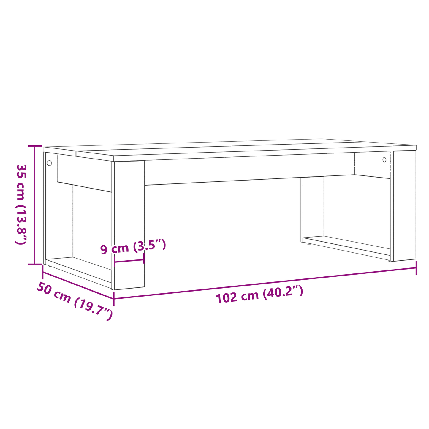 Sofabord Sort Eg 102X50X35 Cm