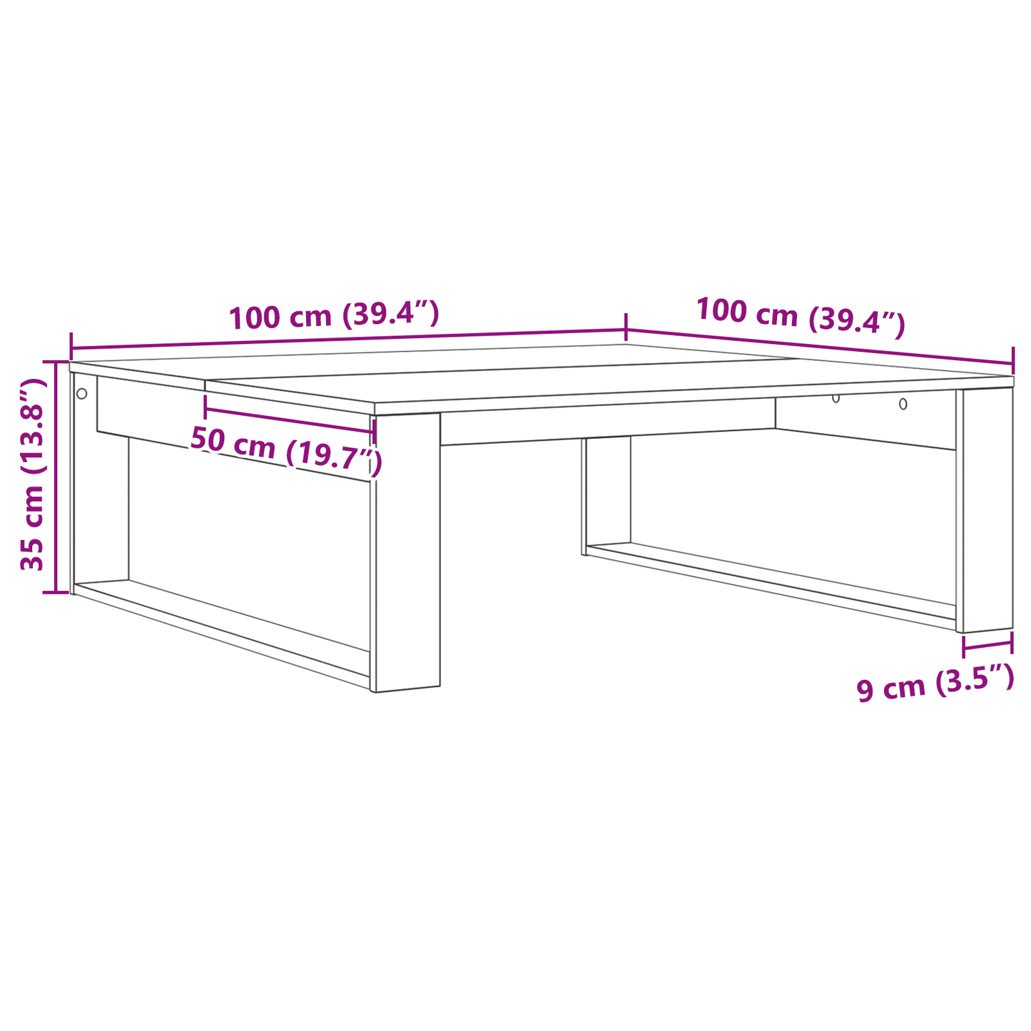 Kaffebord Sort Eg 100X100X35 Cm Konstrueret Træ
