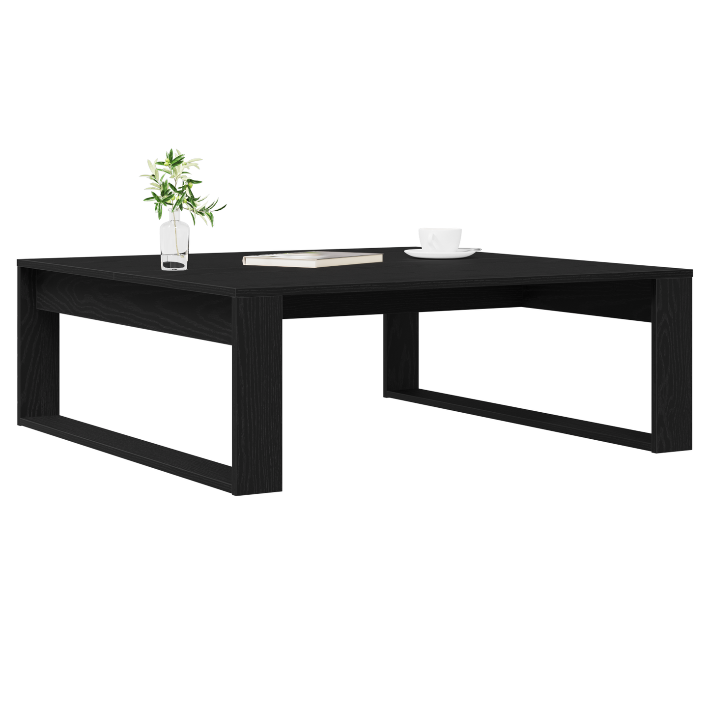 Kaffebord Sort Eg 100X100X35 Cm Konstrueret Træ