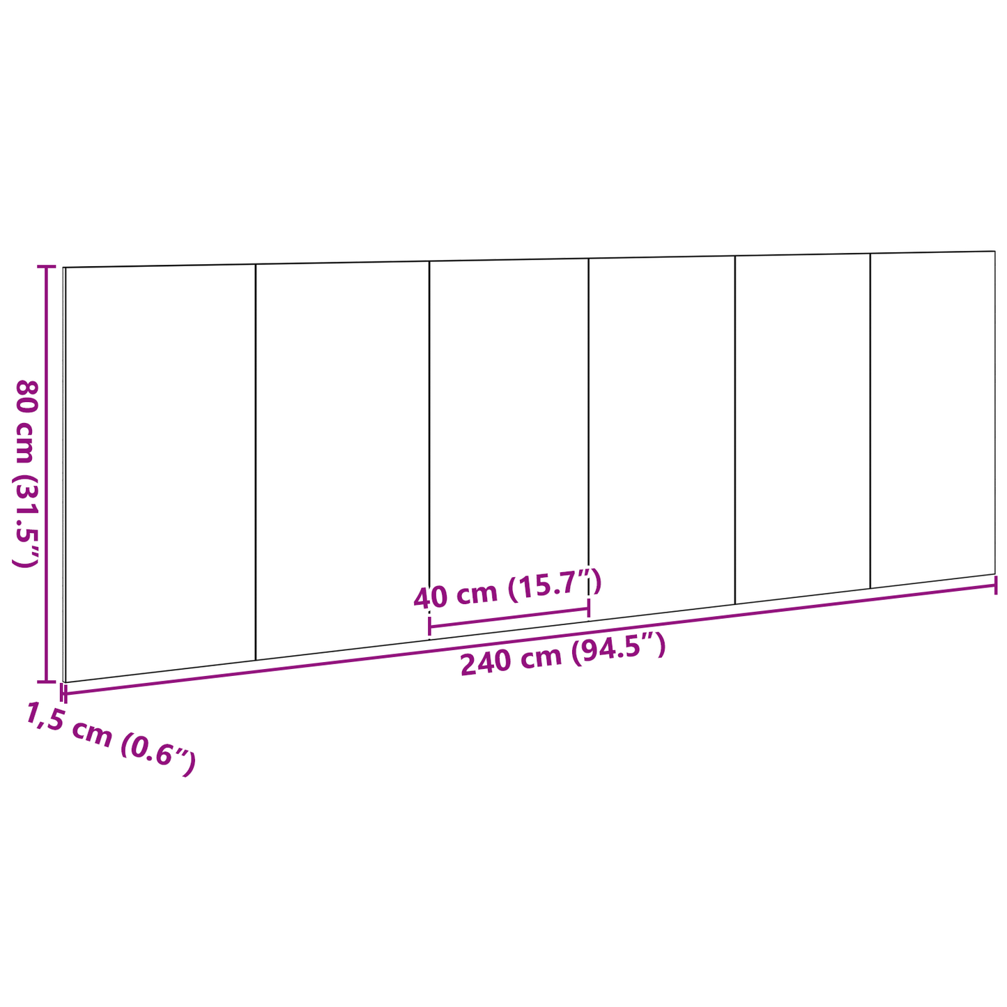 Sort Egetræ Vægmonteret Sengegavl 240X1.5X80 Cm Lavet Af Konstrueret Træ