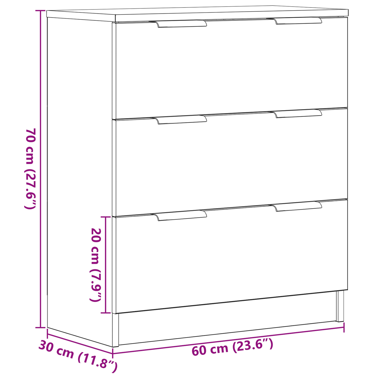 Sideboard Med Skuffe Sort 60 X 30 X 70 Cm Konstrueret Træ