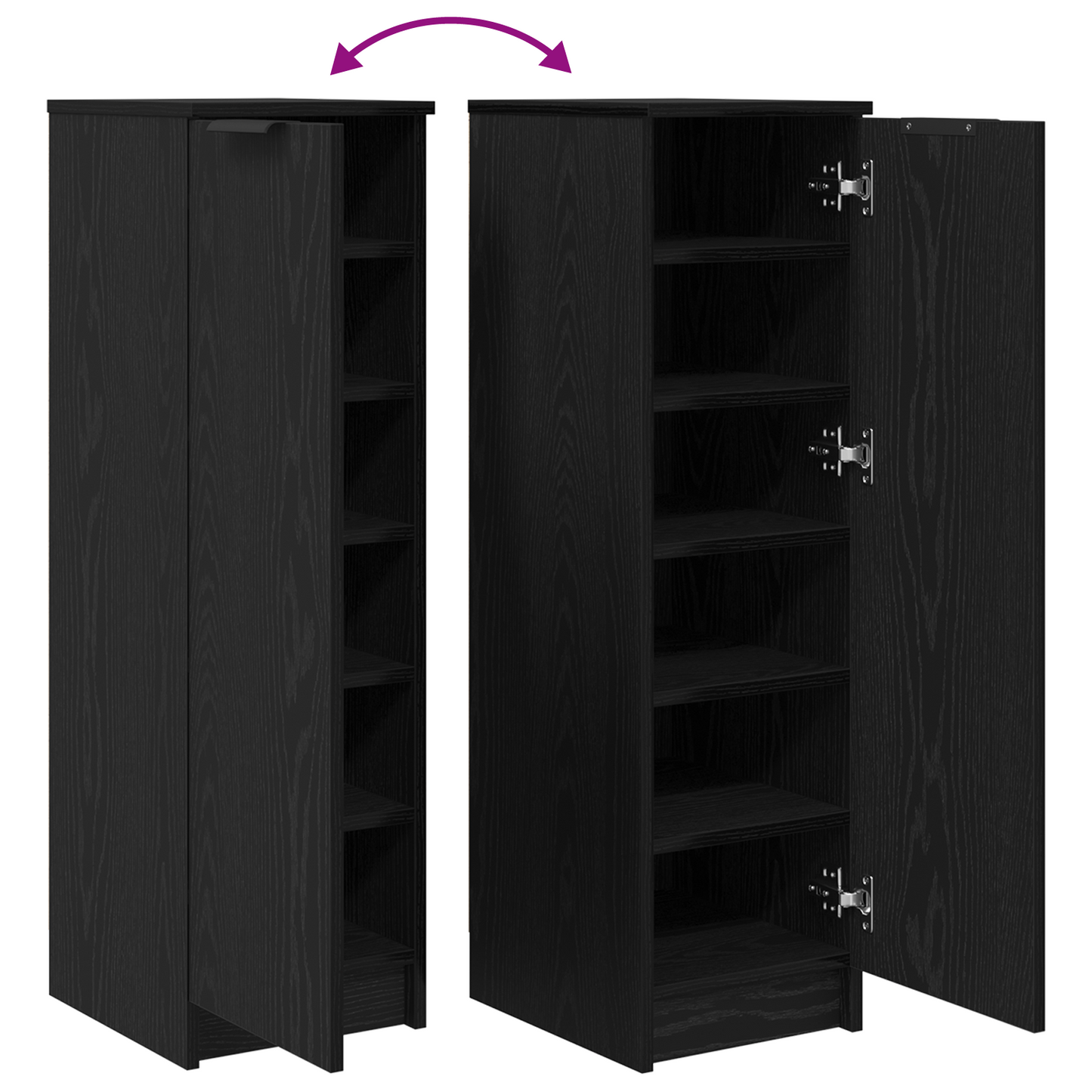 Skoskab Sort Eg 29,5X35X100,5 Cm Lavet Af Konstrueret Træ
