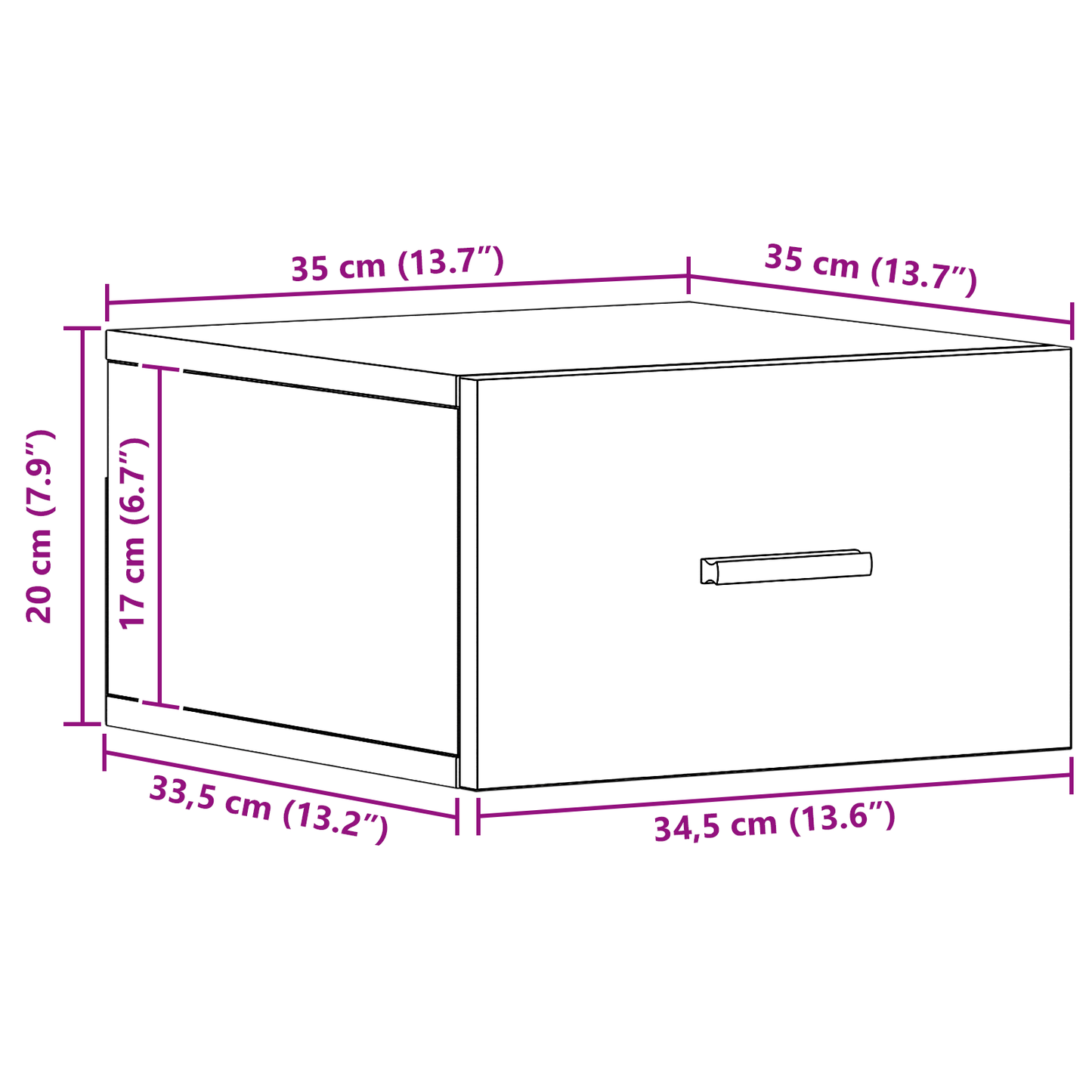 Væghængt Sengebord Sort Eg 35X35X20 Cm