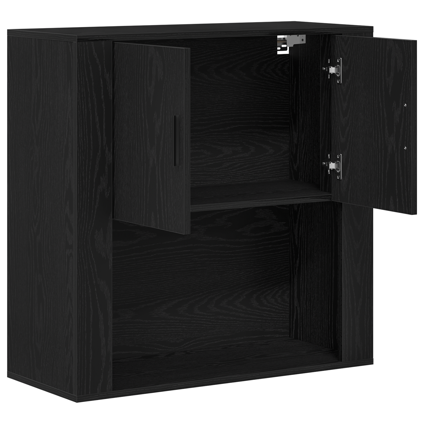 Vægskab Sort Egetræ 80X33X80 Cm Konstrueret Træ