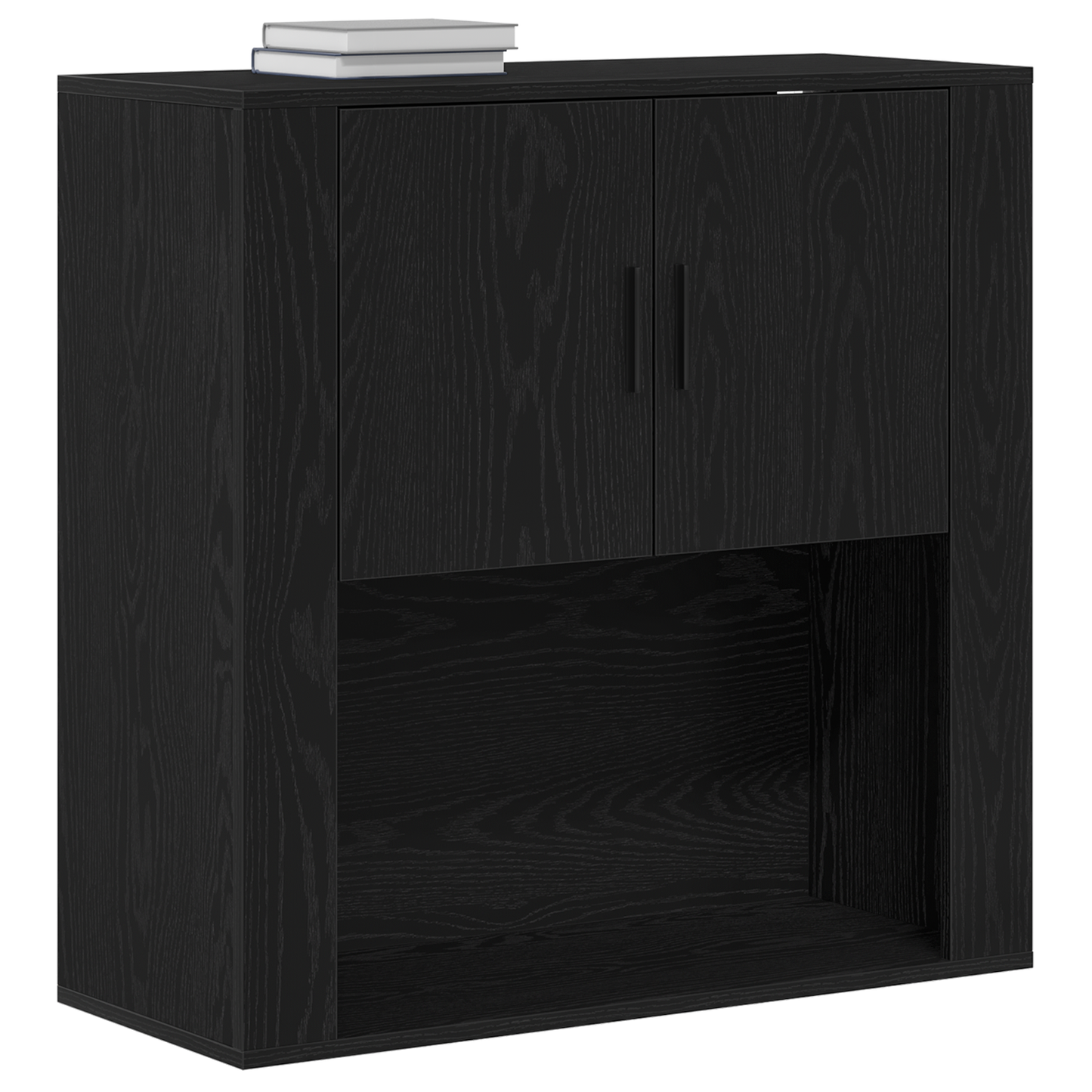 Vægskab Sort Egetræ 80X33X80 Cm Konstrueret Træ