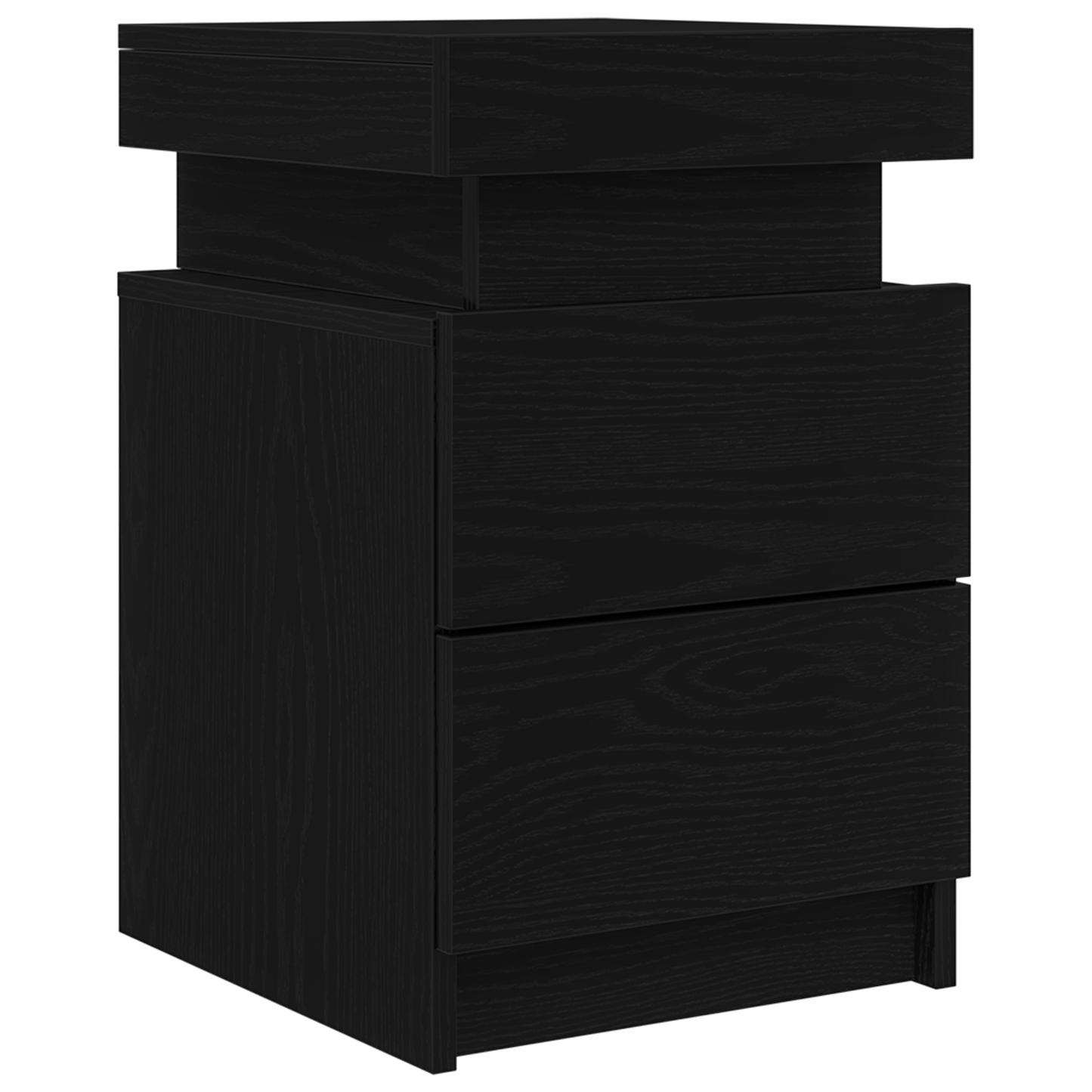 Sengebord Med Led-Lys Sort Eg 35X39X55 Cm