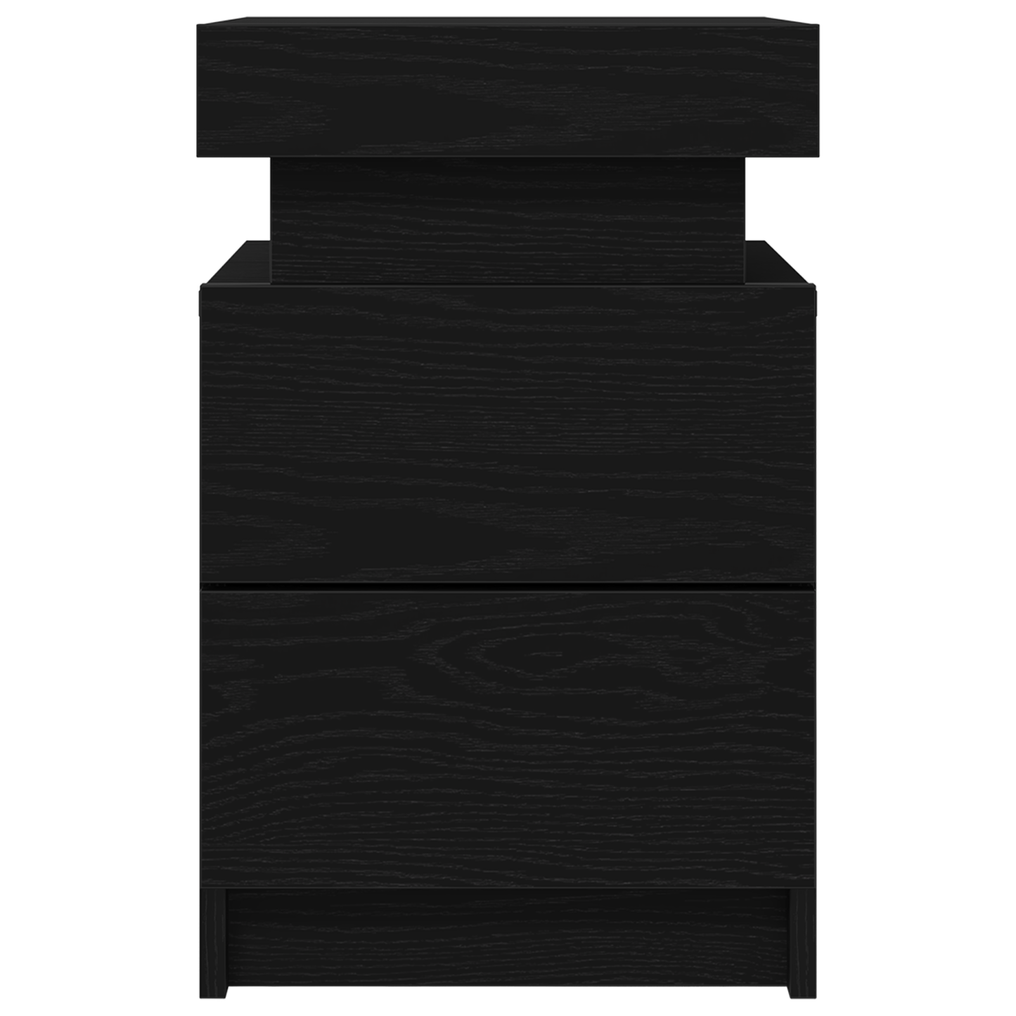 Sengebord Med Led-Lys Sort Eg 35X39X55 Cm