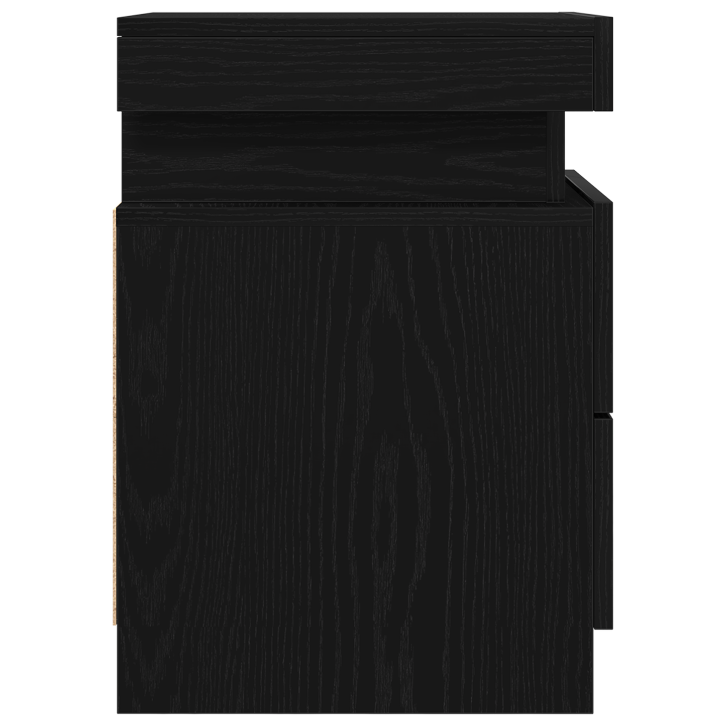 Sengebord Med Led-Lys Sort Eg 35X39X55 Cm