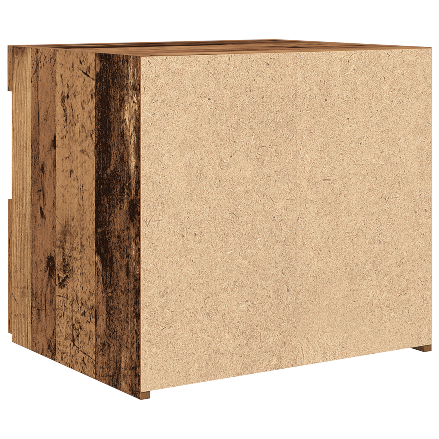 Sengebord Med Led-Lys Gamle Træ 50X40X45 Cm